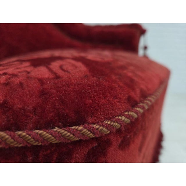 Danish Highback Armchair in Velour with Beech Legs, 1950s For Sale - Image 4 of 18