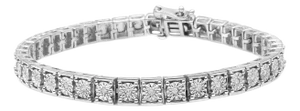 .925 Sterling Silver 1/4 Cttw Diamond Link Bracelet - Size 7.25"