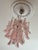 Pair of two Small Bold Colorful Pink Murano Chandeliers. Petal Formed Glass Prisms in Traditional Italian Mid-Century...