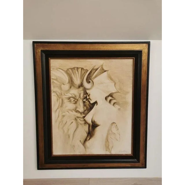 Figurative Painting of Man & Woman, Oil on Canvas, Framed For Sale - Image 9 of 9