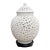 Vintage Mid 20th Century Hollywood Regency Pierced Ceramic Lidded Ginger Jar Table Lamp For Sale
