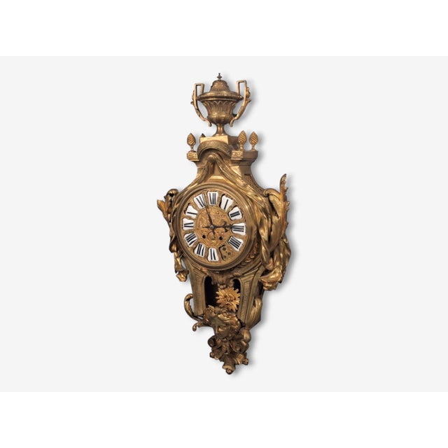 Metal Louis Xv, Figural Cartel Clock, Dore Bronze, France, 19th Century For Sale - Image 7 of 18