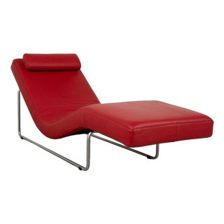 Leather Lounger 680 Red Manual Function from Rolf Benz For Sale