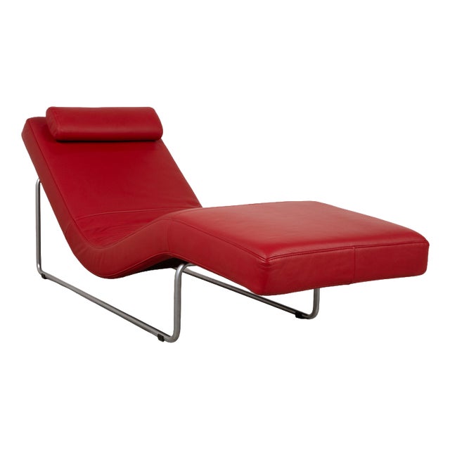 Leather Lounger 680 Red Manual Function from Rolf Benz For Sale