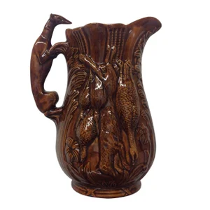 Rockingham Tobacco Glaze Game Pitcher