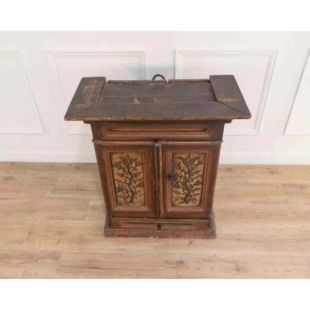 Original 19th-Century Painted Wall Cabinet with Two Doors and One Drawer For Sale - Image 11 of 12