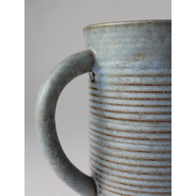 Mid-Century Modern Ceramic Turquoise Ribbed Jug, 1960, in Very Good conditions. Designed 1960 to 1969