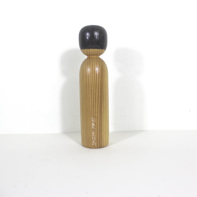 Mid 20th Century Vintage Japanese Wood Kokeshi Doll Hand Painted and Signed For Sale - Image 5 of 9