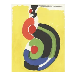 1972 Sonia Delaunay 'Composition pour XXieme Siecle' Expressionism Yellow,Black,Green,Blue,Orange France Lithograph