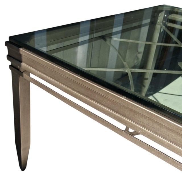 Silver 1970s Stunning Hollywood Regency Style Cocktail Table That Combines Architectural Geometric Symmetry With Sleek Mid-Century Flair. For Sale - Image 8 of 9