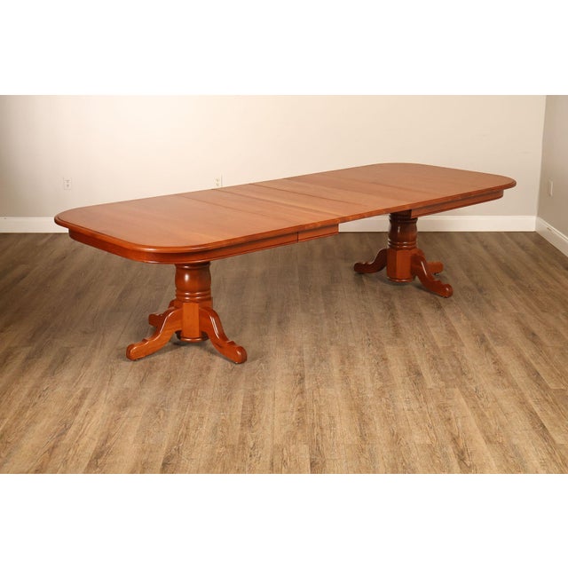 Farmhouse Amish Made Cherry Dining Table With Four Leaves For Sale - Image 3 of 18