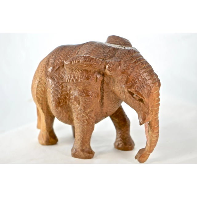 African Hand Carved Wood Elephant For Sale - Image 3 of 9