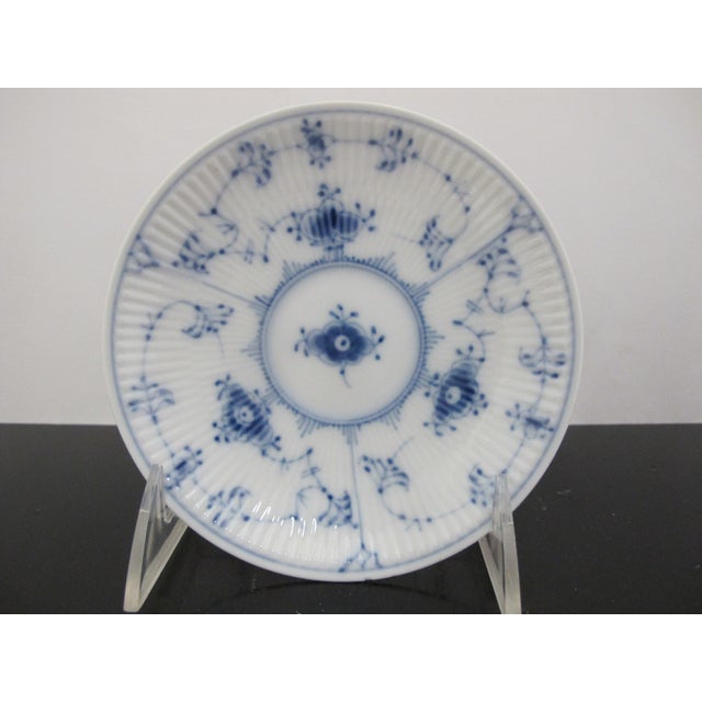 Vintage Royal Copenhagen Denmark, set of 3 plain blue fluted saucers 2162. Each measures 5 1/4". Excellent condition, no...