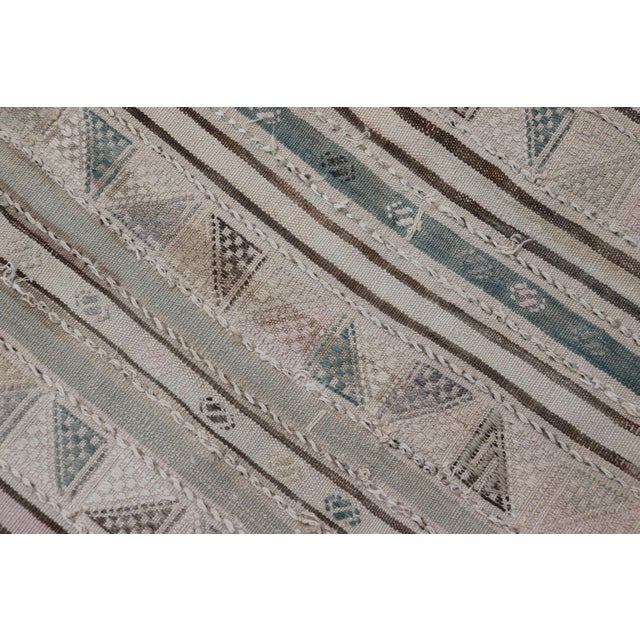 Geometric Stripe Design Turkish Vintage Kilim Rug in Soft Neutral Tones For Sale - Image 11 of 11