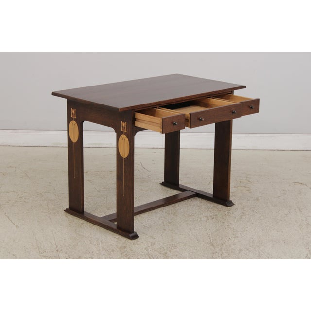 Stickley Stickley Harvey Ellis Inlaid Arts & Crafts Oak Desk For Sale - Image 4 of 17