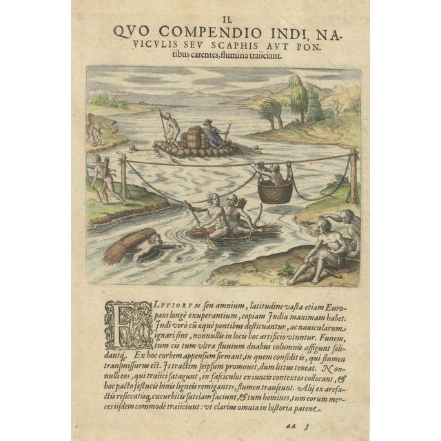 Copper River Crossing by Indigenous People with Rafts and Canoes, 1594, Paper For Sale - Image 8 of 9