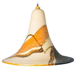 Cone Beige Orange Ceramic Pendant Light, 1970