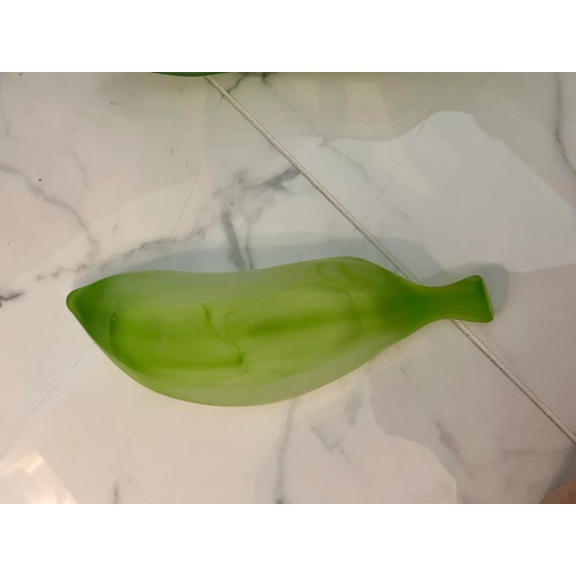 Mid-Century Modern Vintage La Rochere France Frosted Green Glass Small Serving Dish - 8 For Sale - Image 3 of 5