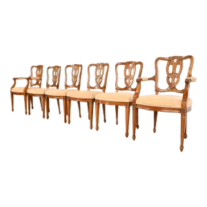 Kindel Furniture French Regency Louis XVI Carved Fruitwood Dining Chairs, Set of Six
