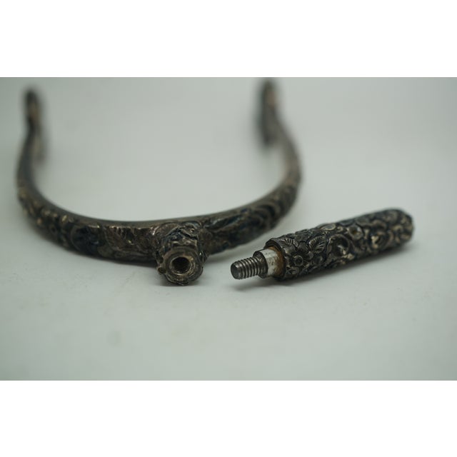 Antique Repousse Sterling Silver Equestrian Horse Screw Clamp Spur 55g 5" For Sale - Image 10 of 11