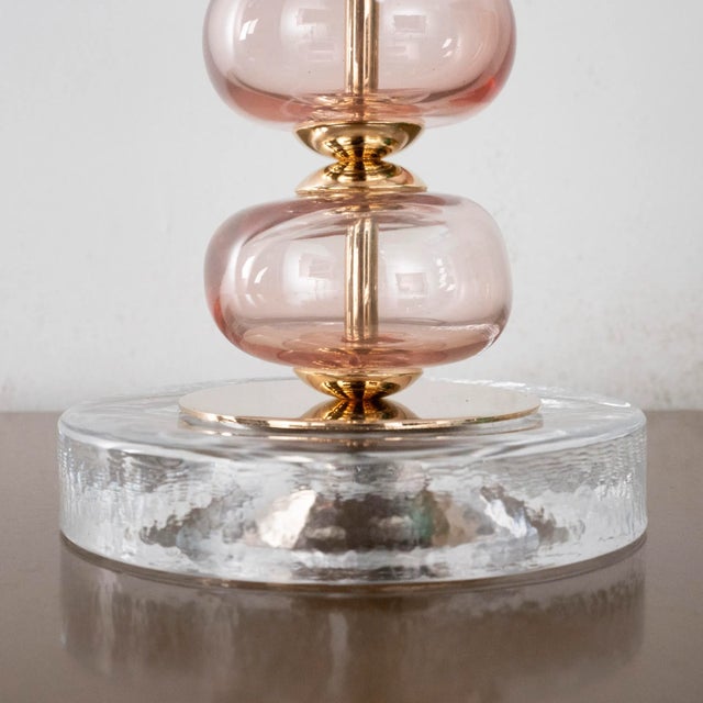 Clear Murano Glass Table Lamp with Pink Balls, Italy For Sale - Image 5 of 11