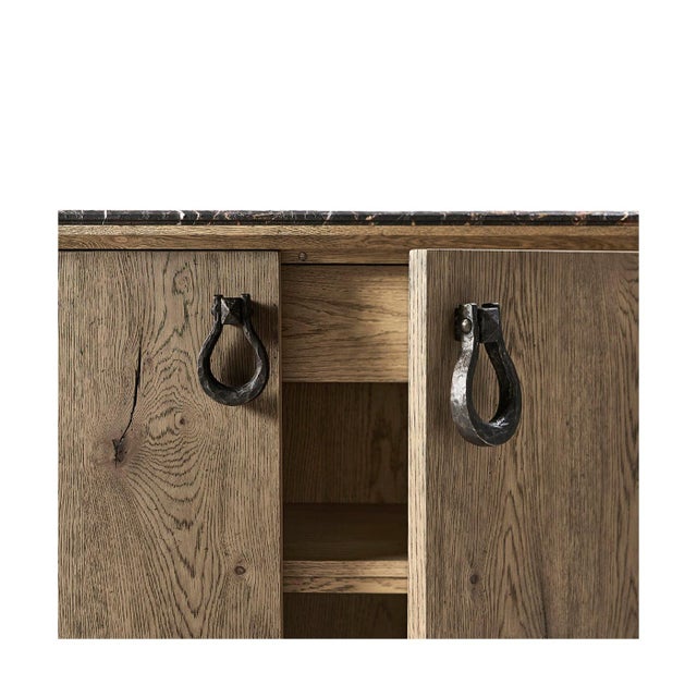 Rustic Rustic Oak and Marble Buffet For Sale - Image 3 of 13