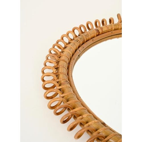 1960s Large Vintage Round Mirror in Rattan and Wicker by Franco Albini, 1960s For Sale - Image 5 of 13