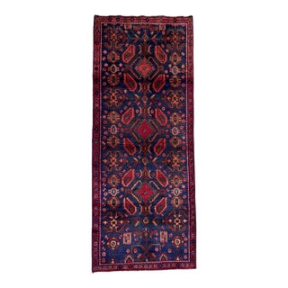Antique Persian Hamadan Hand-Knotted Runner 3'7" X 10'4" For Sale