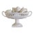 White Italian Footed Pedestal Fruit Bowl With Ceramic Fruits Centerpiece For Sale