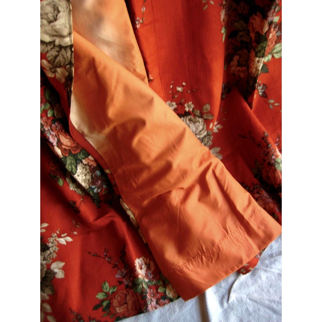 French 1970 Pair of Floral Rust Linen Curtains For Sale - Image 10 of 13