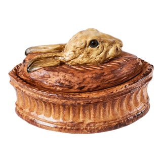 Antique French Pillivuyt Trompe l'Oeil Hare Pate' Tureen C1900s For Sale