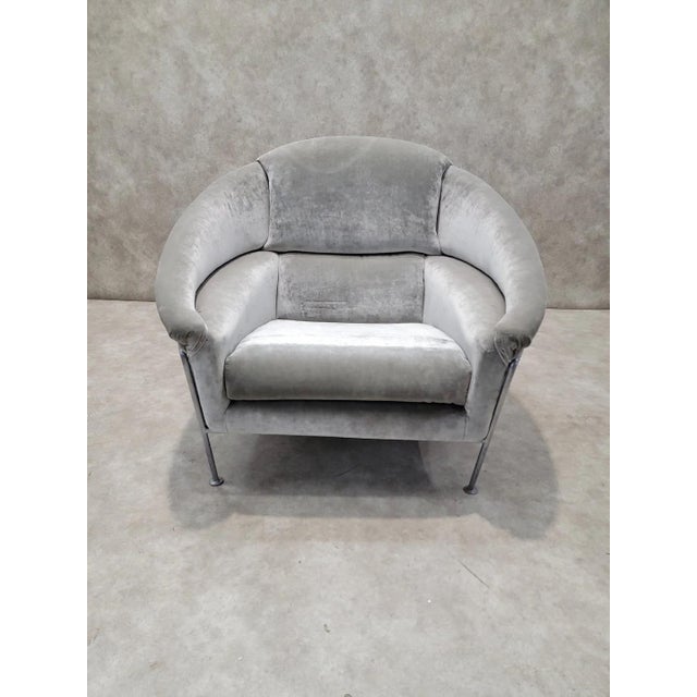 Milo Baughman Vintage Postmodern Milo Baughman Boldido Style Lounge Chair in Velvet For Sale - Image 4 of 9