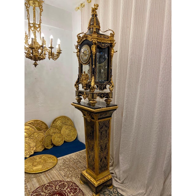 Rococo 1960s French Louis XV Grandfather Clock Luxury Longcase Clock with Pedestal For Sale - Image 3 of 5