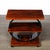 Wood Art Deco Machine Age 3-Tier Walnut Side Table W/ Black Lacquer Round Support For Sale - Image 7 of 14