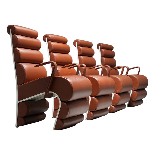 Armchairs in Metal and Faux Leather, France, 1970s, Set of 4 For Sale