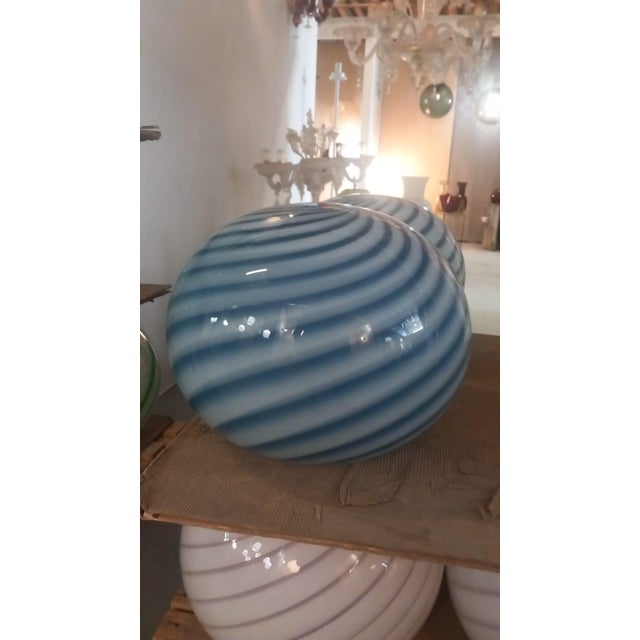 Contemporary Italian Green and White Oval Pendant in Murano Glass For Sale - Image 13 of 14
