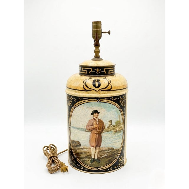 Add a touch of classic Chinoiserie charm to your interior with this vintage English-style tole tea caddy lamp. Produced in...