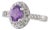 0.84ctw Oval Amethyst Diamond Halo Ring 14k White Gold Size 6.5 For Sale