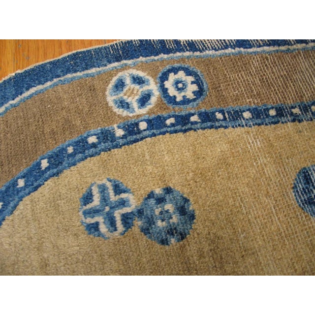 1750s Tan Camel Geometric Antique Chinese Ningxia Saddle Cover Rug 2'4" X 4'6" Hand Knotted Pile Wool Carpet For Sale - Image 4 of 6