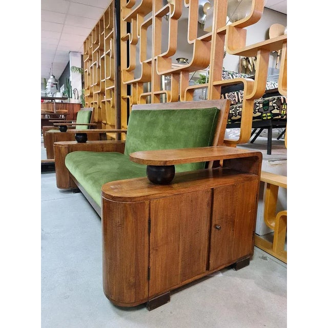 Green Art Deco Green Velvet Sofa For Sale - Image 8 of 9