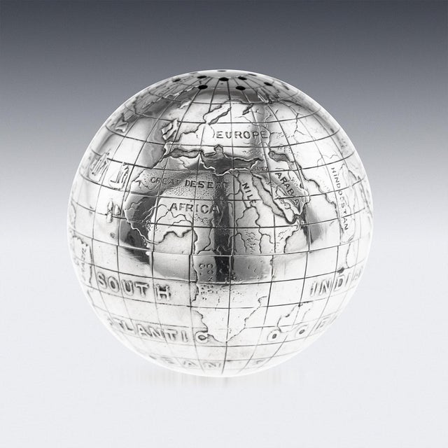 Vintage British Silver Novelty Globe Shaped Writing Sander For Sale - Image 18 of 18