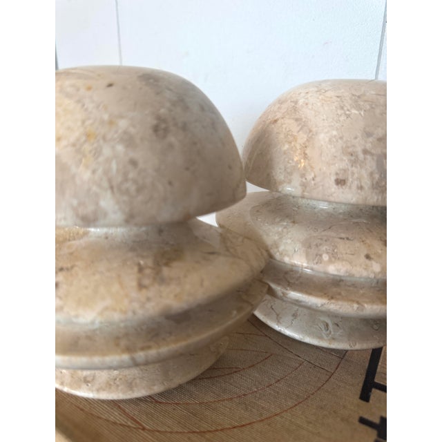 Vintage Italian Travertine Sculptural Bookends Postmodern / Organic Modern – Circa 1970s–1980 For Sale - Image 4 of 12