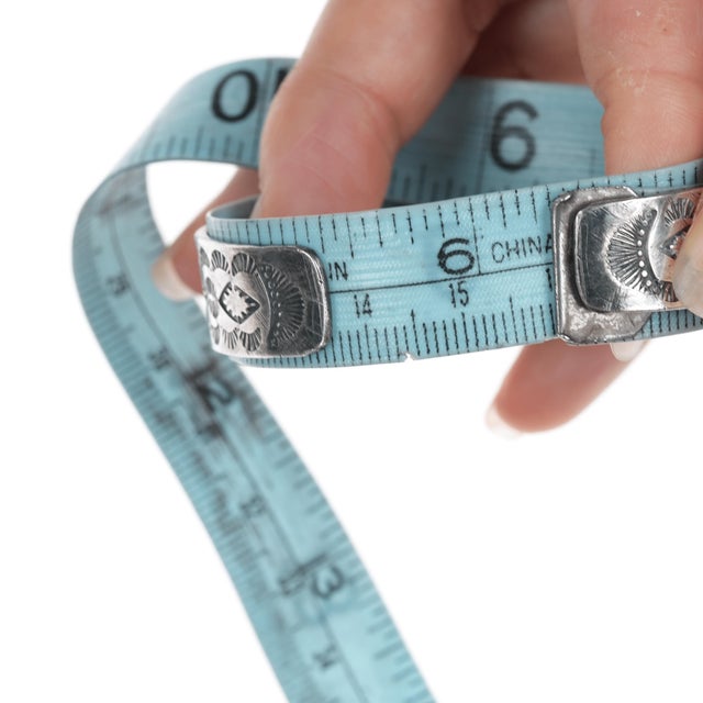 Silver 6.25" 30's-40's Navajo stamped silver cuff bracelet with turquoise For Sale - Image 8 of 11