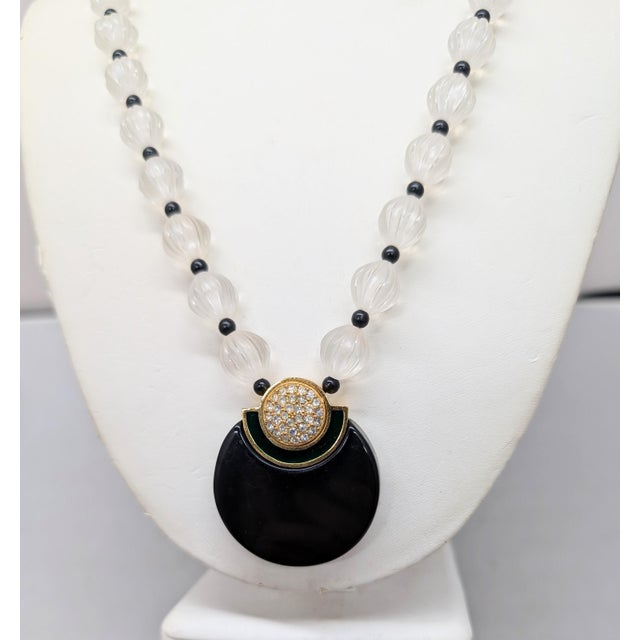 Givenchy Vintage 1980s Signed Givenchy Deco Style Lucite Pendant Necklace For Sale - Image 4 of 7