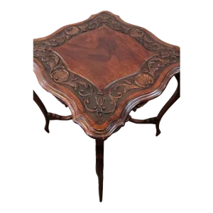 Antique Victorian Hand Carved Mahogany Game Table Side Table Lamp Table Victorian English