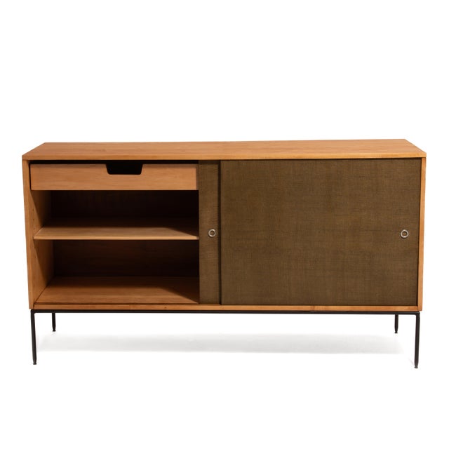 Paul McCobb Winchendon Furniture Planner Group Grasscloth Iron Base Credenza Unmarked Mid Century For Sale - Image 12 of 18