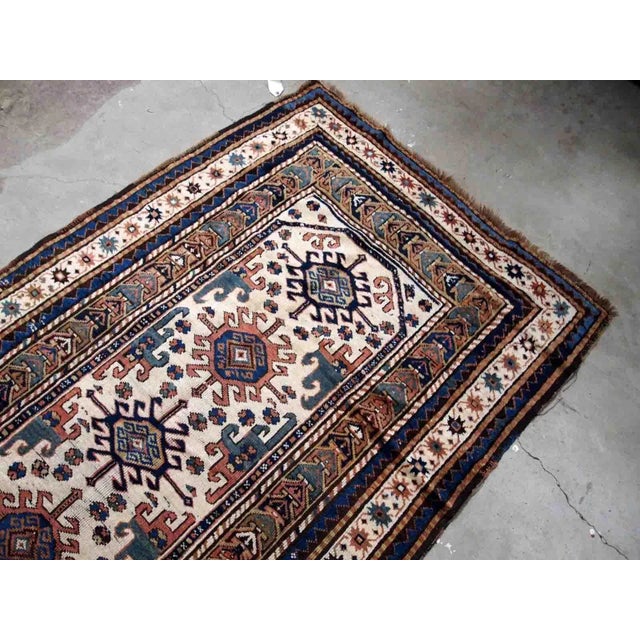 Late 19th Century Antique Handmade Caucasian Kazak Rug For Sale - Image 4 of 7