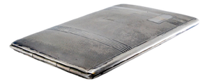 Silver Cigarette Case with Guilloche Bands at the Top and Hinged Lid