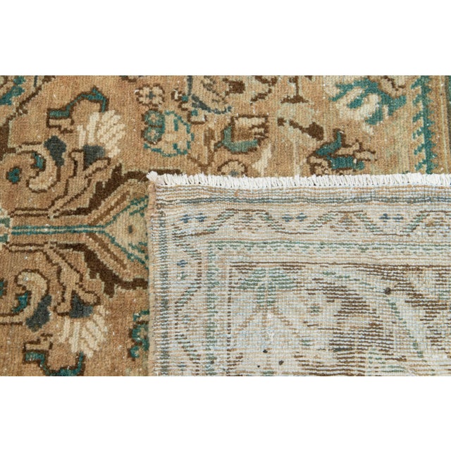 Textile Handmade Vintage Mahal Persian Wool Rug With Floral Pattern in Brown For Sale - Image 7 of 9