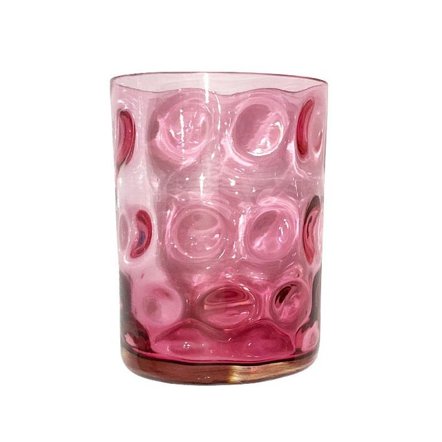 Art Deco Colorful Antique Hobbs Drinking Glasses in Blue and Pink - Set of 3 1800s For Sale - Image 3 of 10